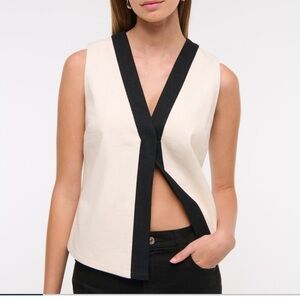Abercrombie cream and black linen vest top